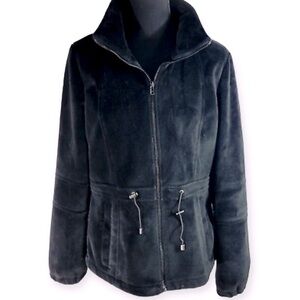 NWT Kristen Blake heavy thick winter coat black zip front pockets Sz L